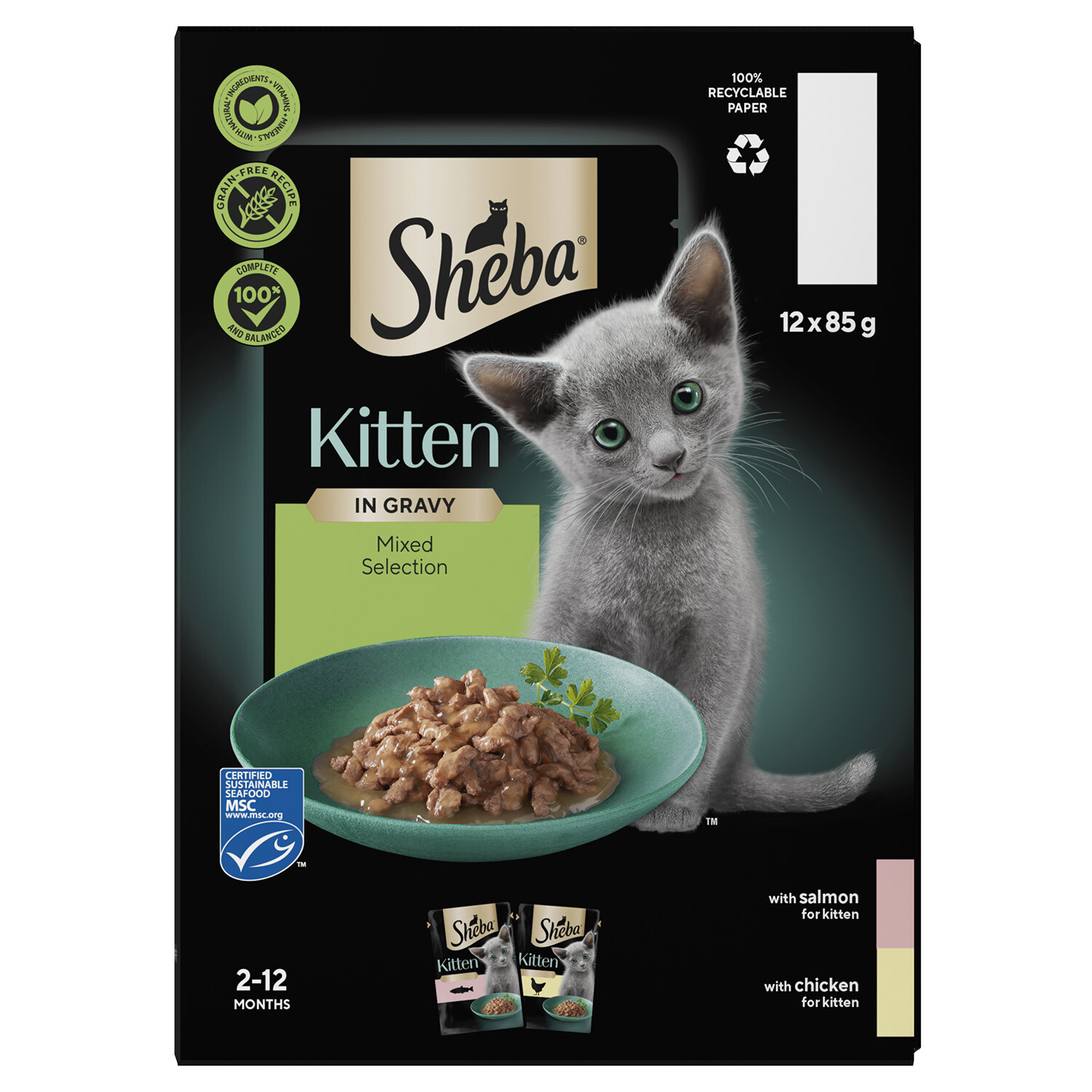 Sheba Mixed Selection Kitten Food Pouches in Gravy - 12 Image 4