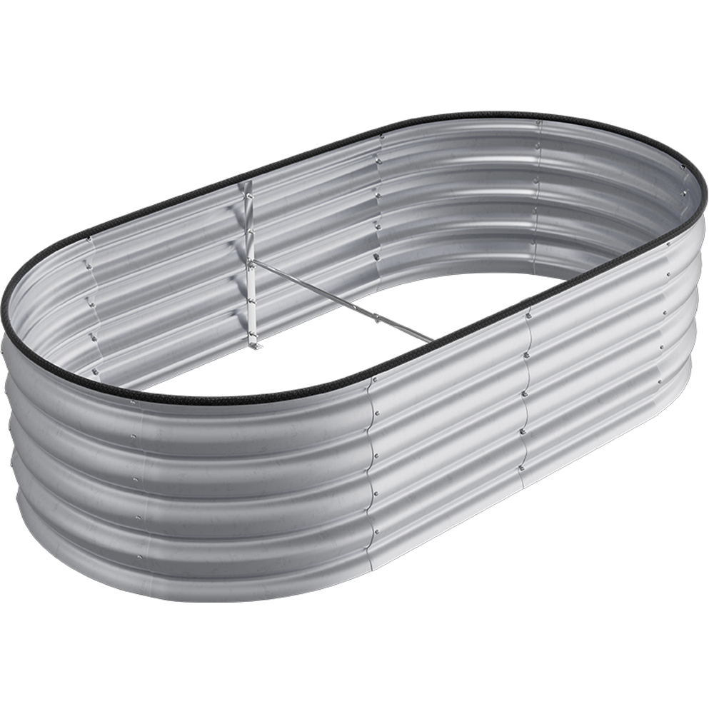 Living and Home Silver Oval Galvanised Steel Raised Garden Bed 160 x 42cm Image 3