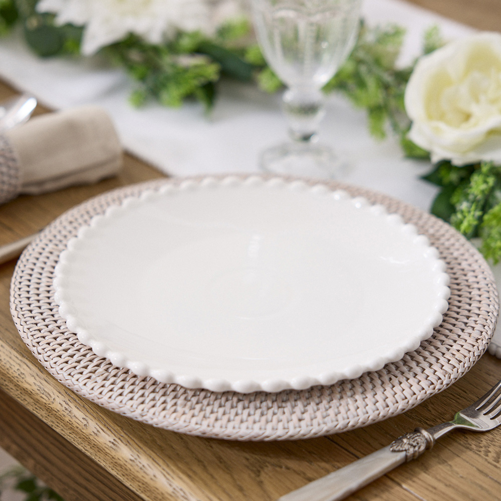 Dibor Beaded White 4 Piece Dinner Plate Set Image 3