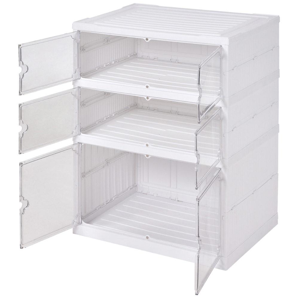H&O Direct 3 Shelf Foldable Transparent Shoe Storage Box Image 2