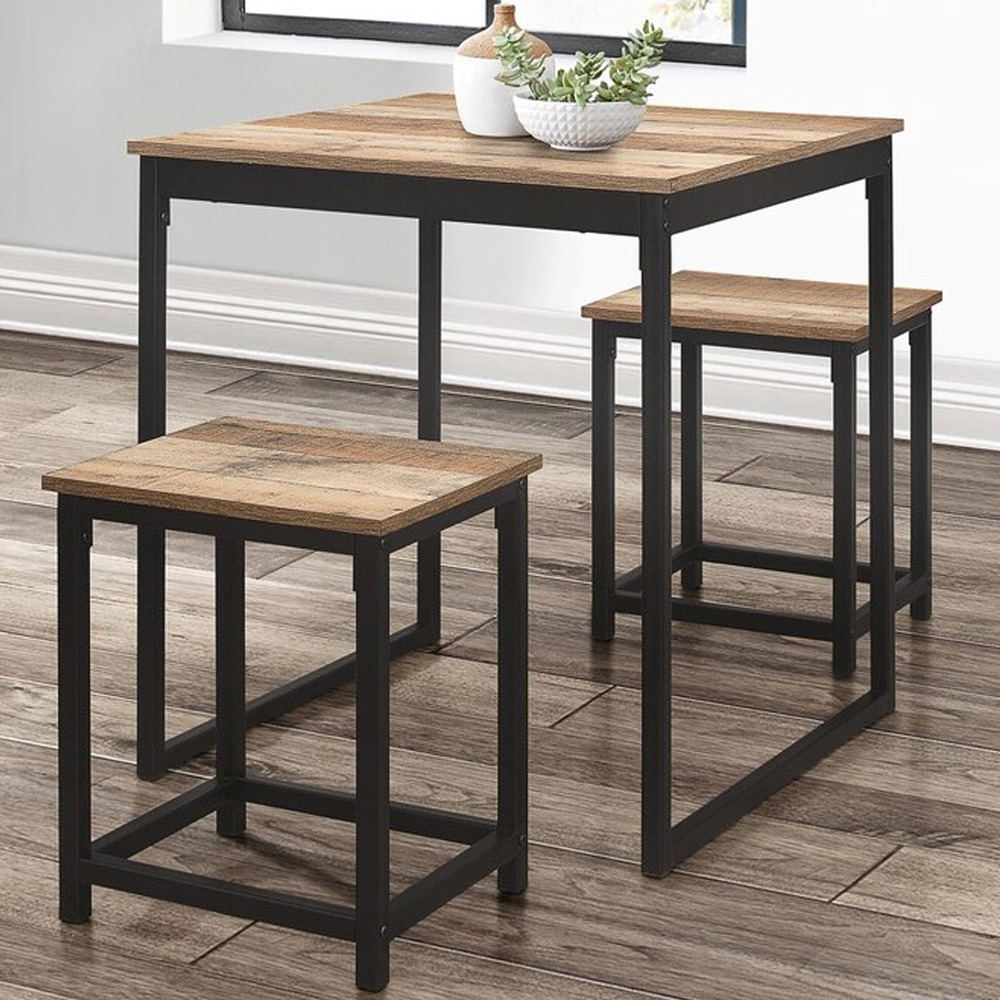 Urban 2 Seater Compact Dining Set Oak and Black Image 1