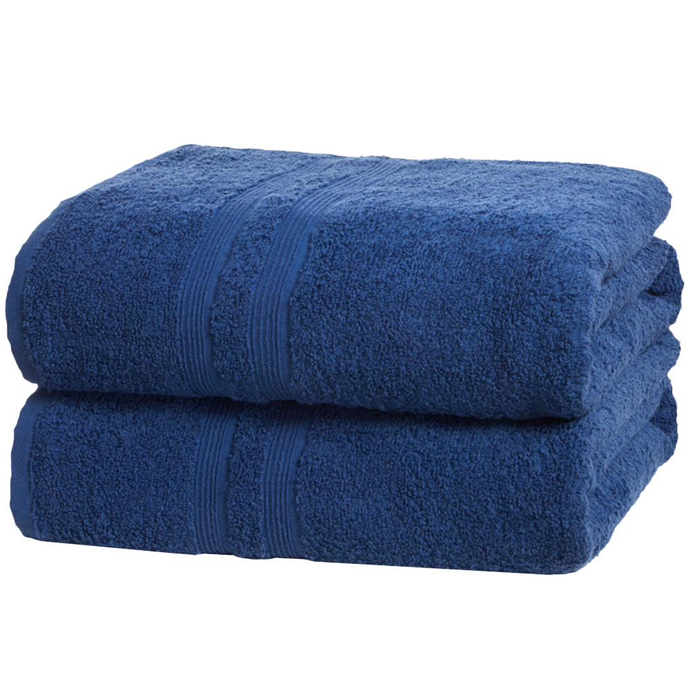 Rapport Home Camden Super Soft Combed Cotton Blue Bath Towel 2 Pack Image 1