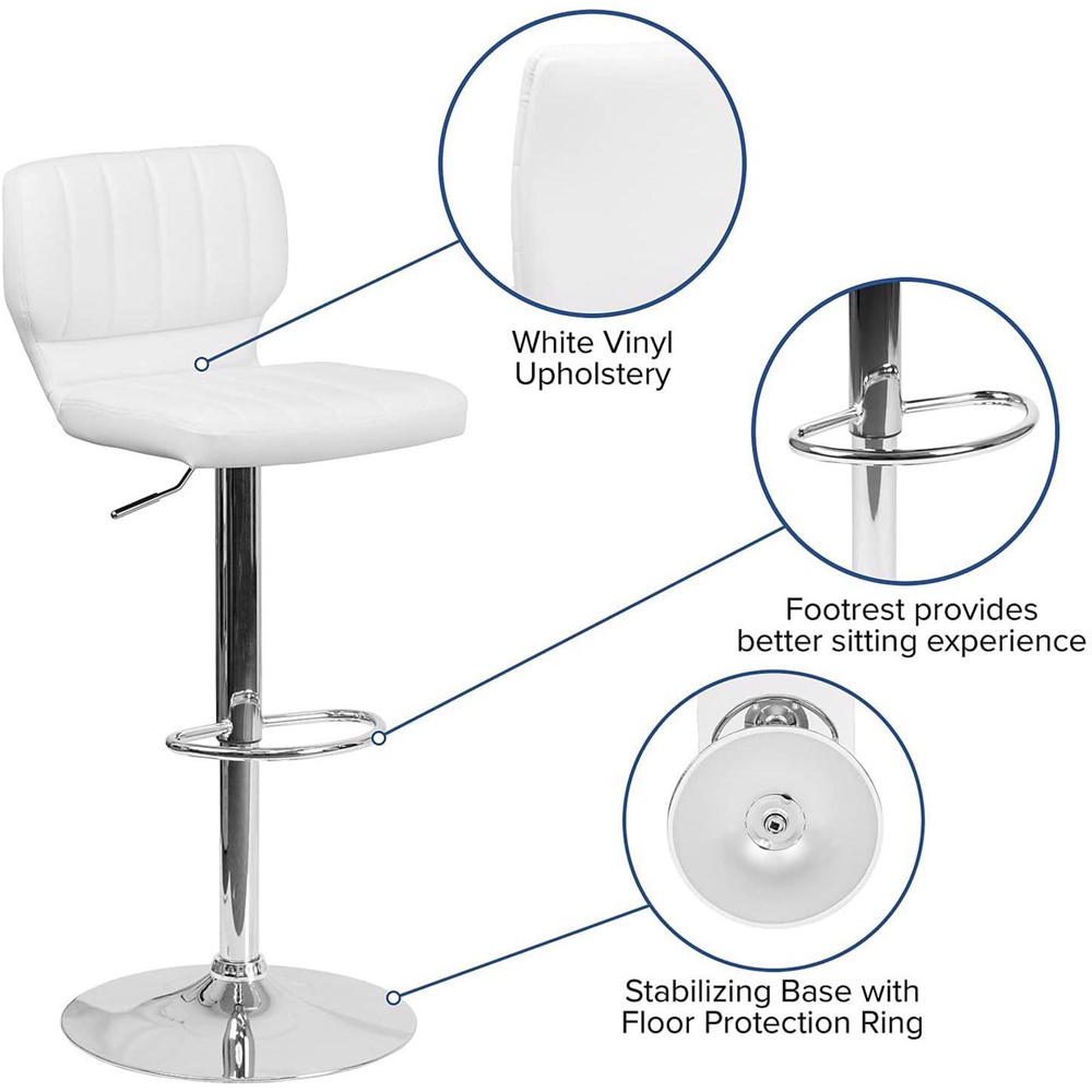 FWStyle Set of 2 White Faux Leather Bar Stool Image 6