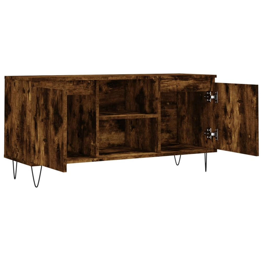 vidaXL 2 Door 2 Shelf Smoked Oak Wide TV Cabinet Image 6