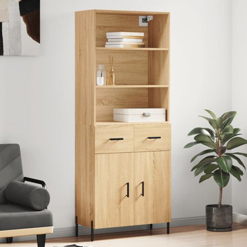 vidaXL 2 Door 2 Drawer 3 Shelf Sonoma Oak Highboard Image 1