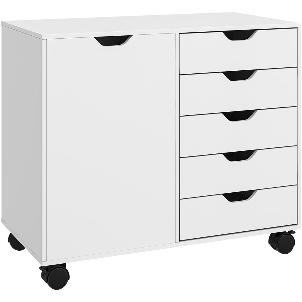 Portland Single Door 5 Drawer White Storage Cabinet Image 2