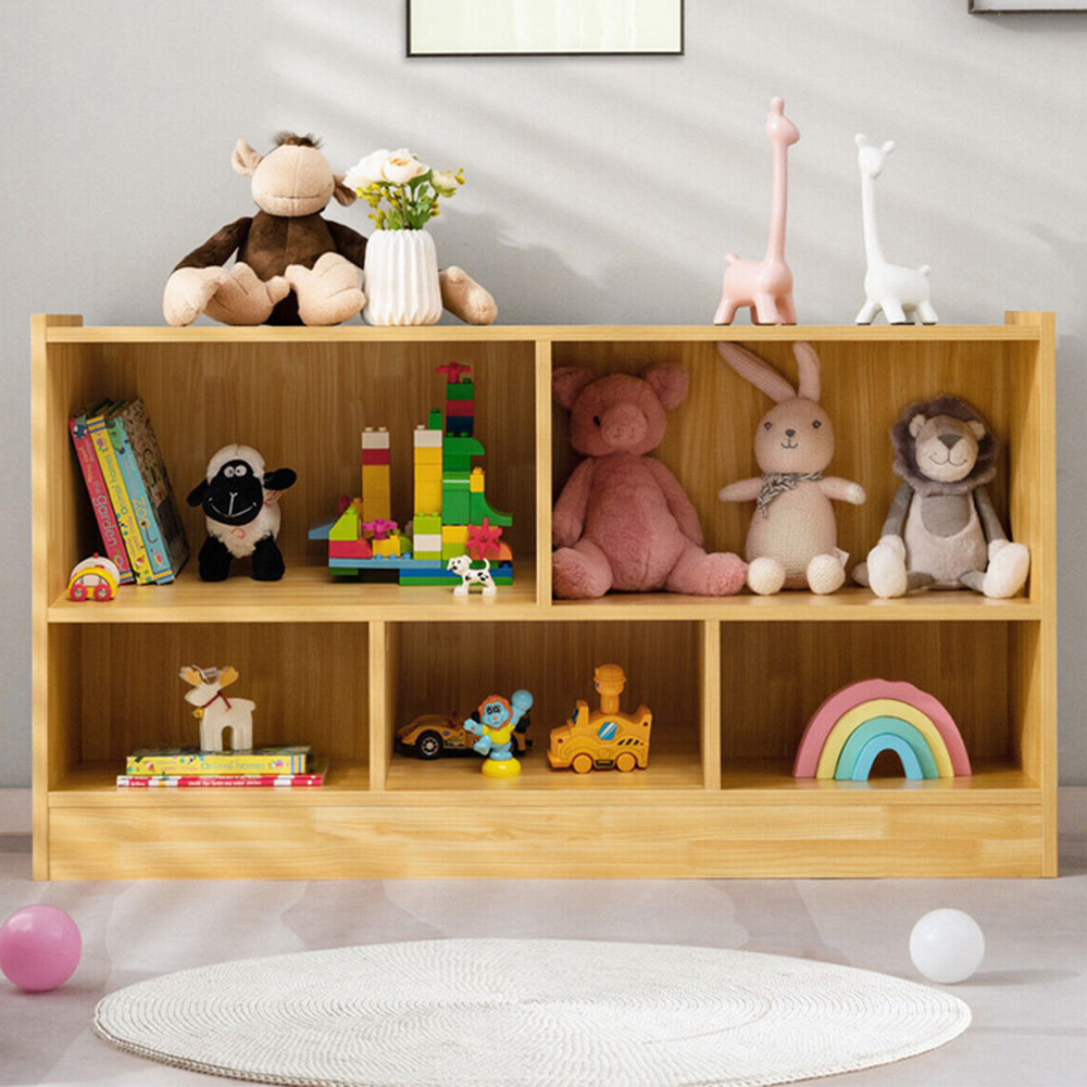 Costway 5 Shelf Kids Wooden Bookcase Image 1