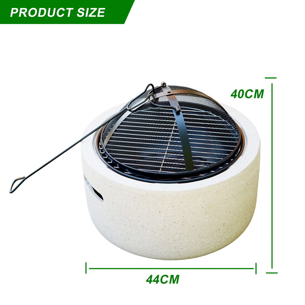 Cream Round MgO BBQ Grill Fire Pit Image 8