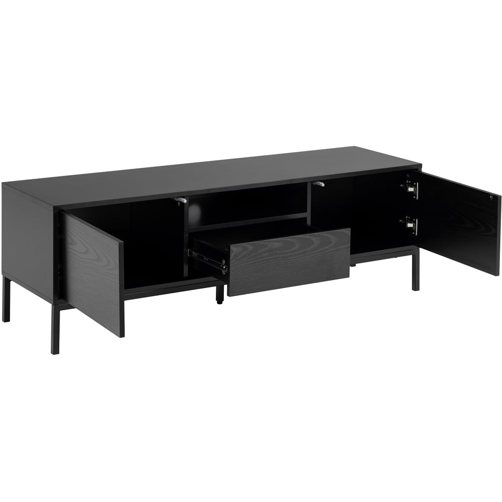 Florence Seaford Single Drawer 2 Ash Black Door TV Unit Image 4