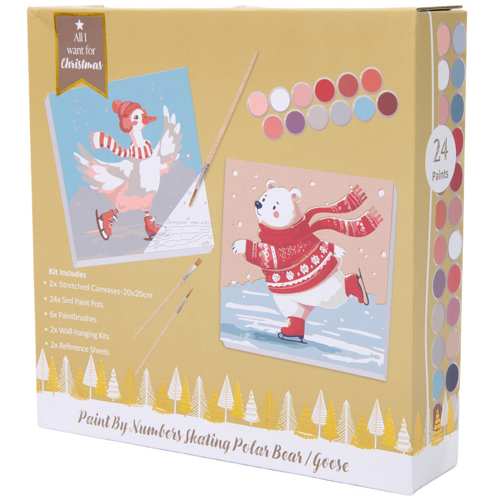 Skating Goose and Polar Bear Paint By Numbers Kit Image 5
