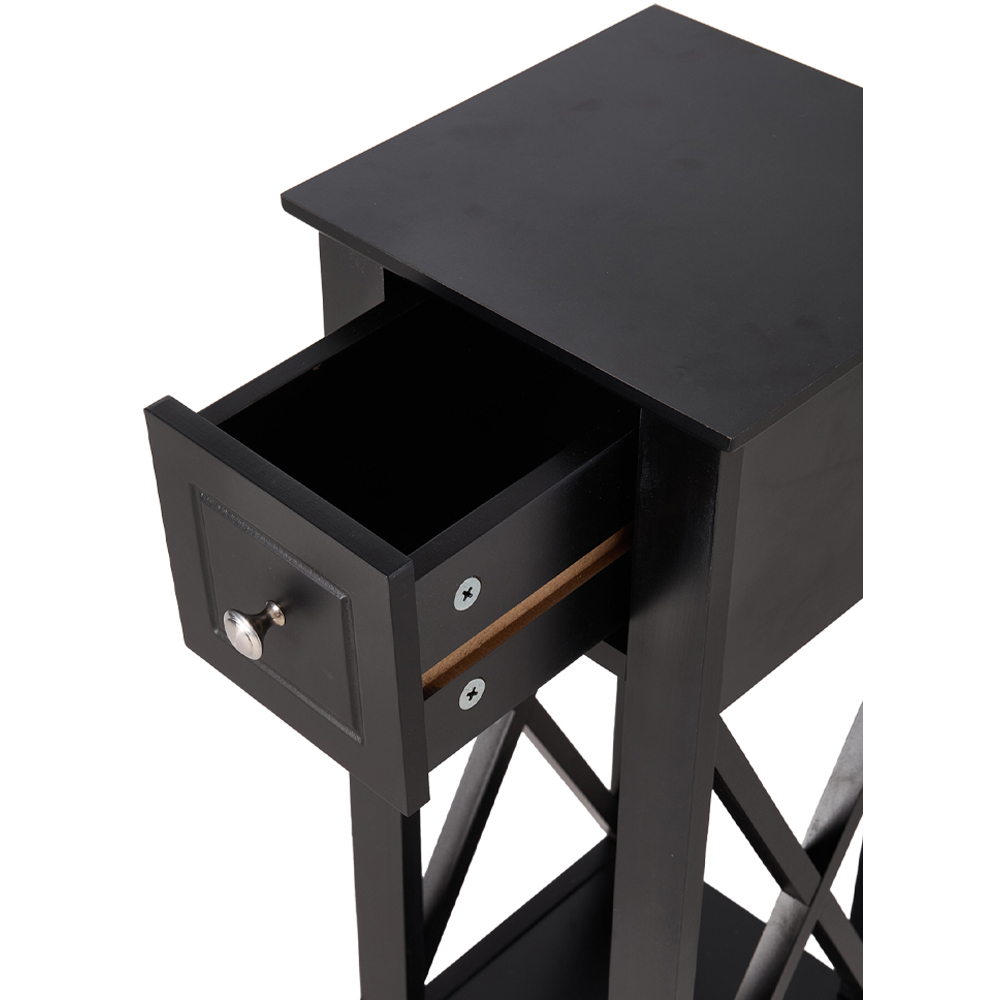 Living and Home Single Drawer Single Shelf Black Bedside Table Image 4
