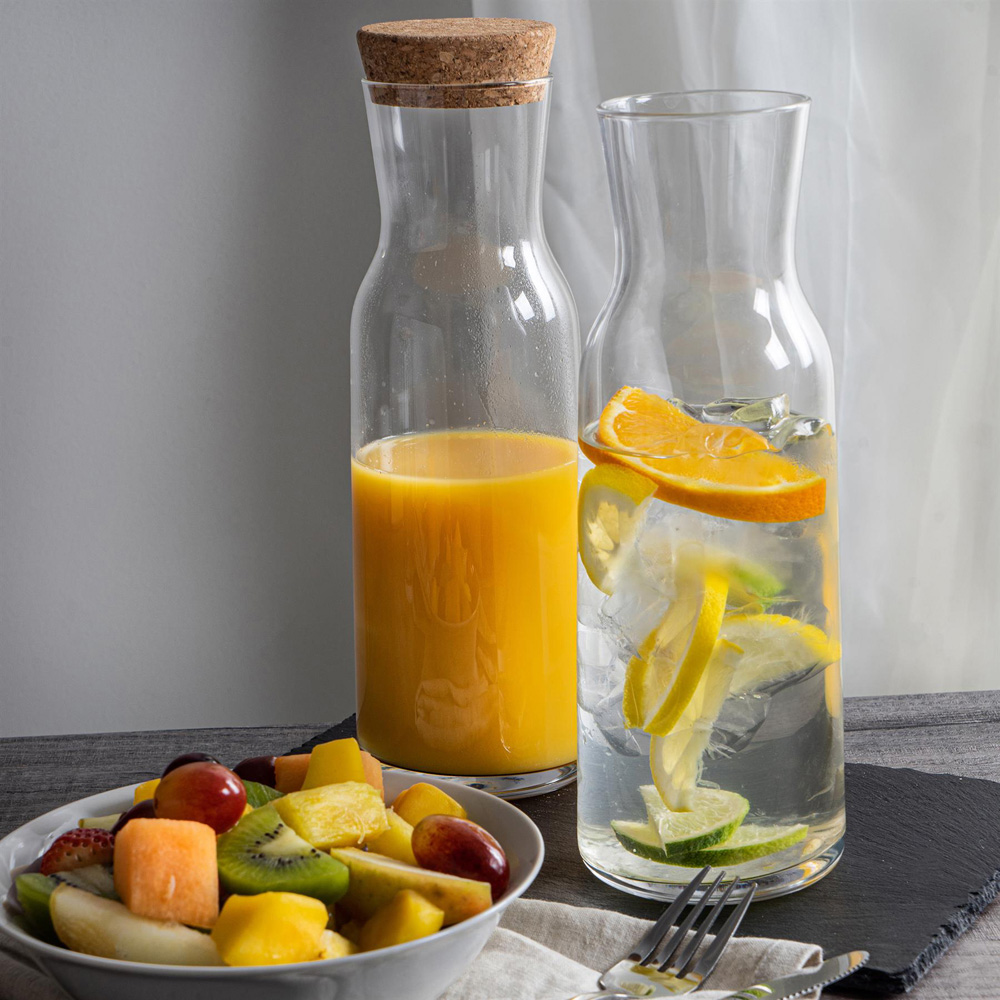 Bormioli Rocco Aquaria Clear Glass Carafe with Cork Lid 1.2L 6 Pack Image 2