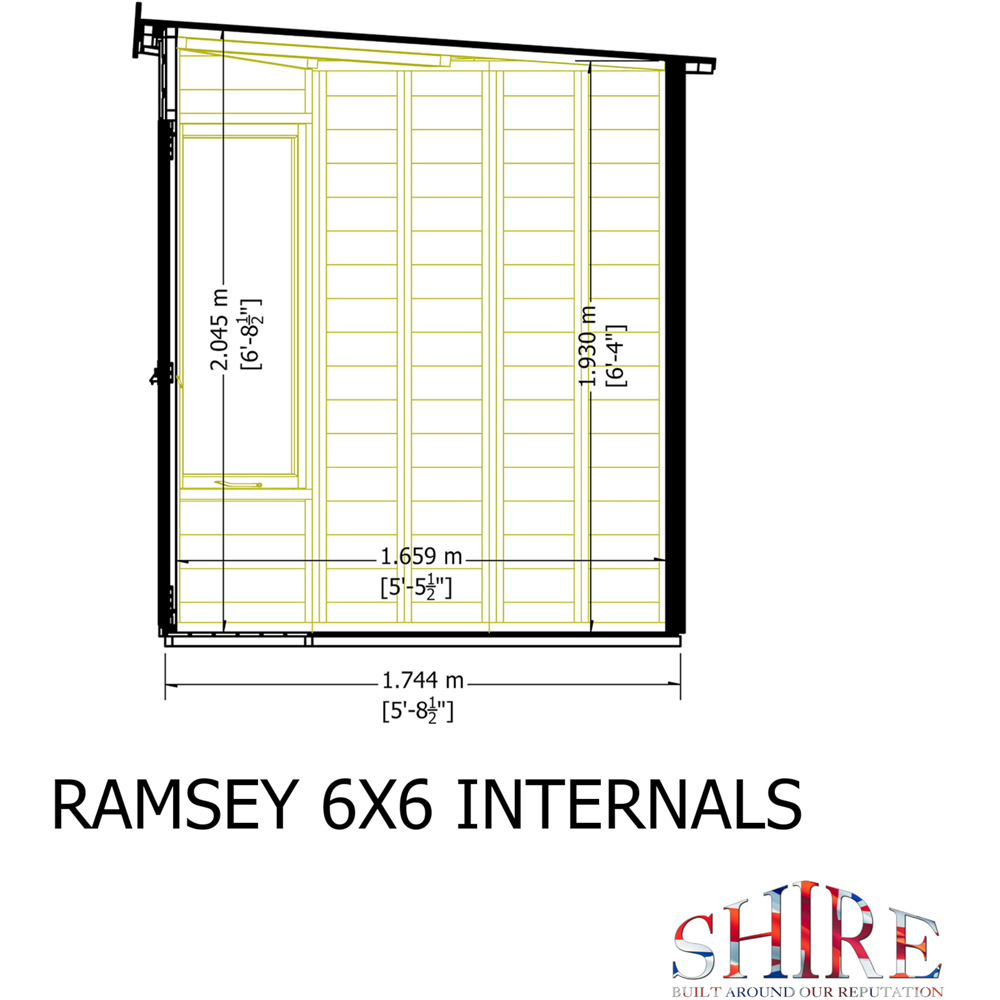 Shire Ramsey 6 x 6ft Shiplap Pent Corner Garden Summerhouse Image 8