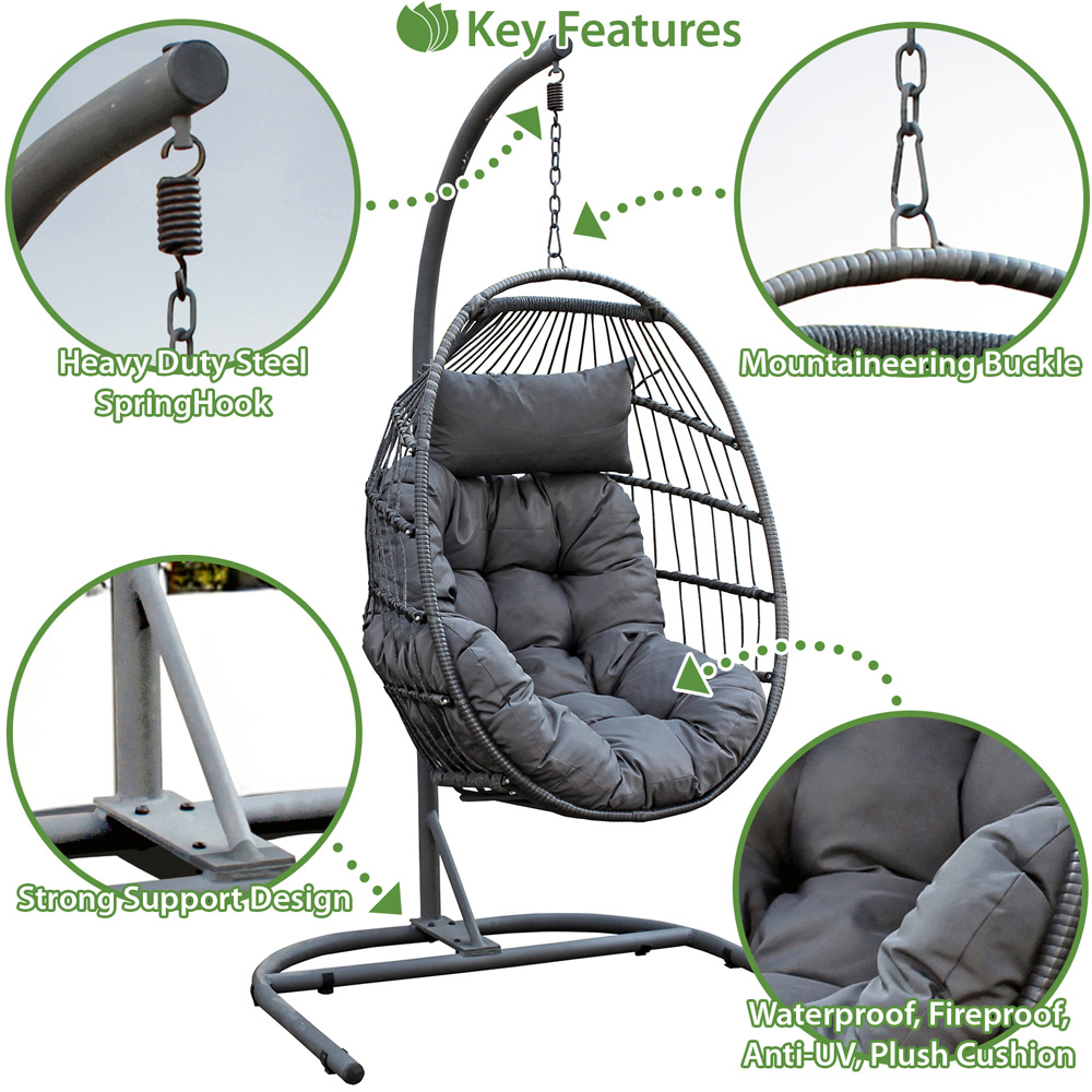 Oseasons Bali Mixed Grey Rattan Hanging Egg Chair Image 3