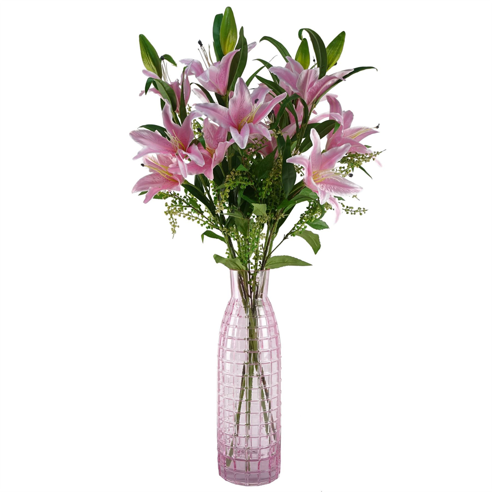 Botanik Pink Tall Square Glass Vase 49cm Image 3