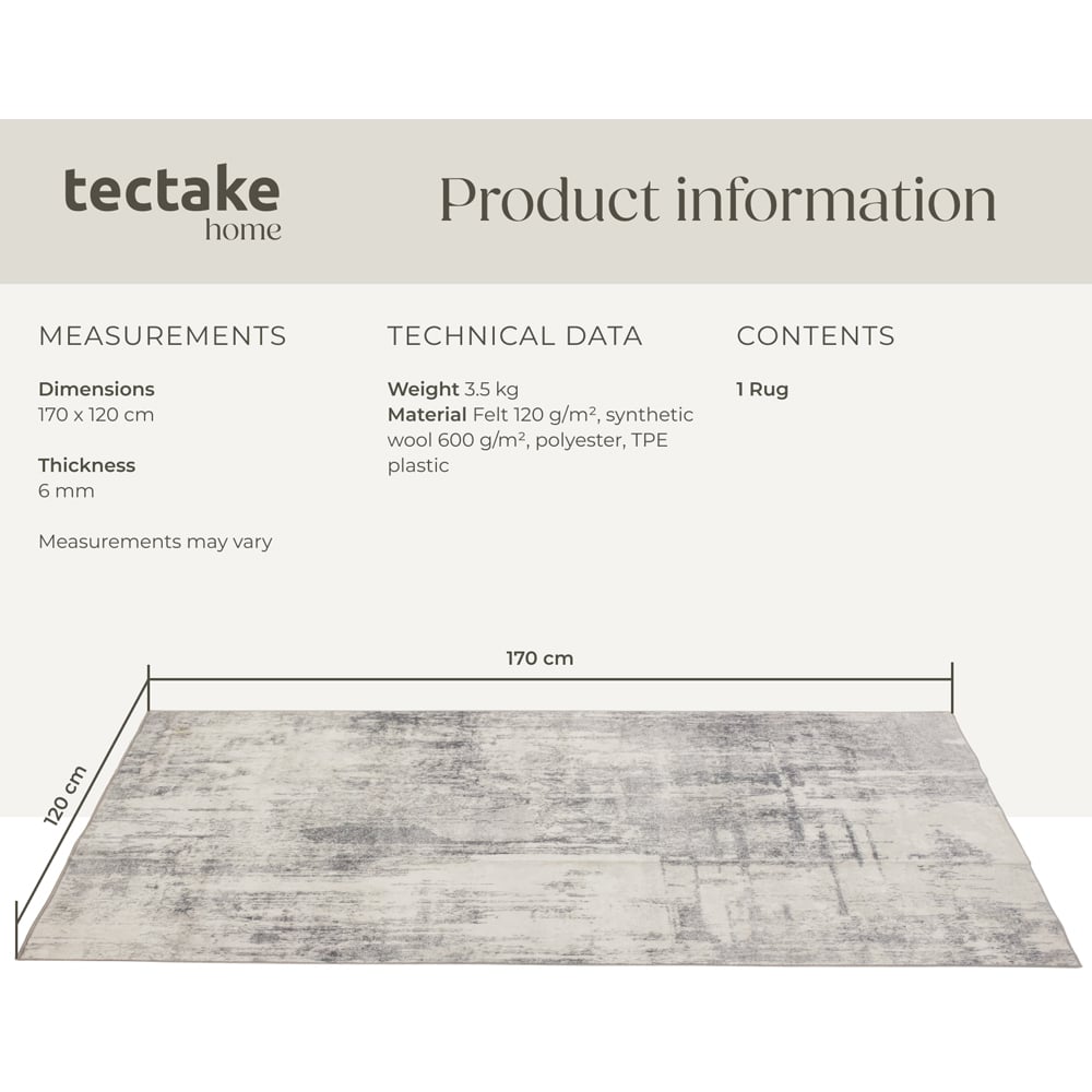 tectake Nadira Non Slip Washable Rug 170 x 120 x 0.6cm Image 8