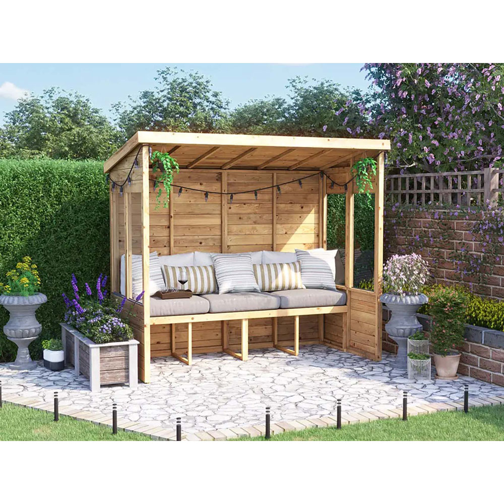 Dunster House Apocallipo 3 Seater 8 x 4ft Brown Pent Garden Arbour with Glazed Panels Image 3