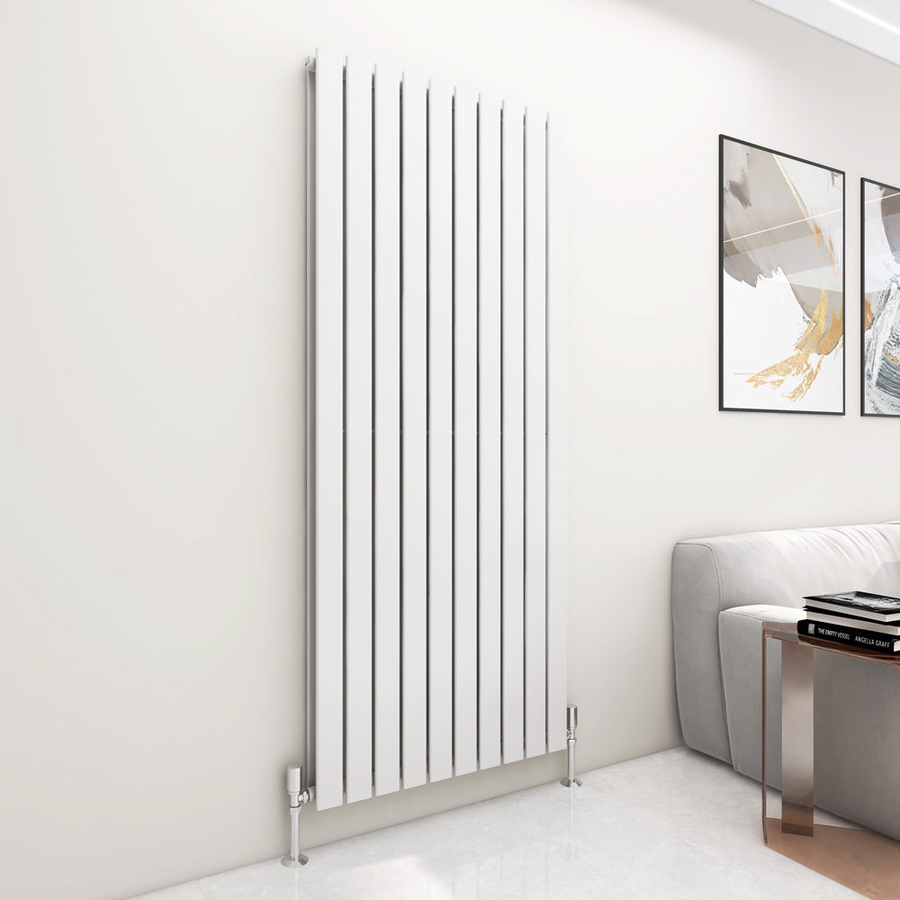 White 10465 BTU Double Flat Panel Vertical Column Radiator 1800 x 680mm Image 2