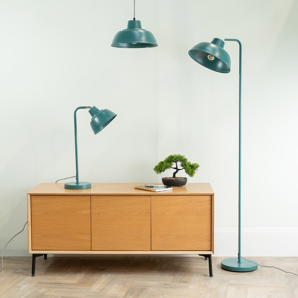 ValueLights Morris Teal Retro Dome LED Floor Lamp Image 6