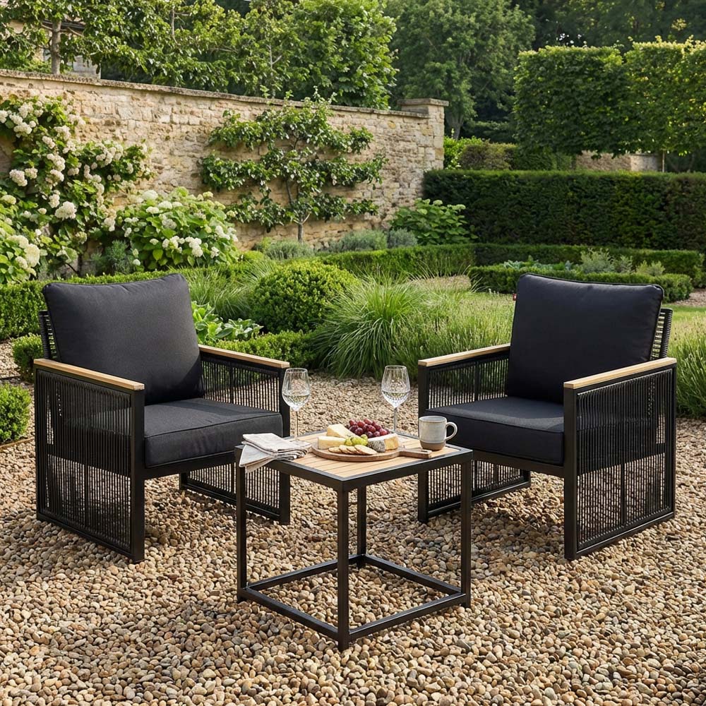 Malay Eiffel 3 Piece Rocker Bistro Set - Black Image 3
