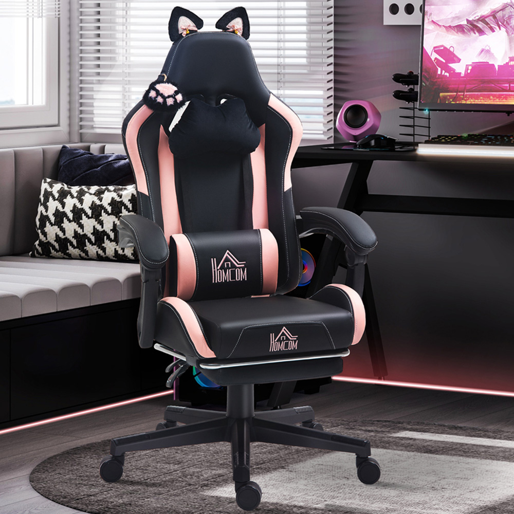 HOMCOM Black Reclining Gaming Chair with Footrest Image 1