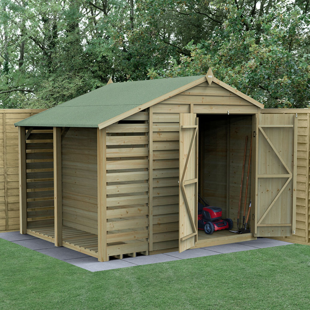 Forest Garden 4LIFE 6 x 8ft Double Door Lean To Apex Shed Image 2