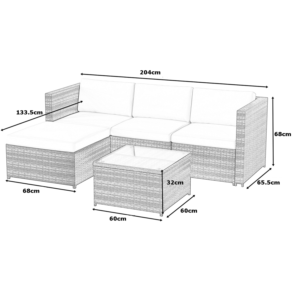Rupert 4 Seater Black Rattan Outdoor L-Shape Corner Sofa Set Image 7