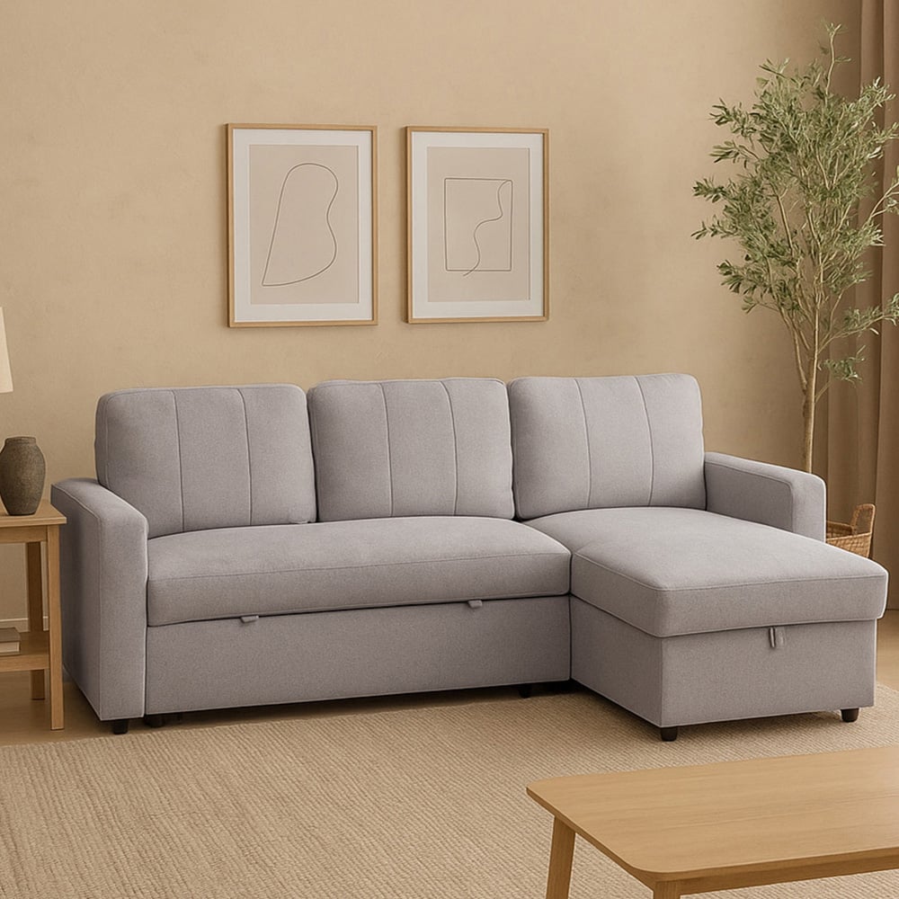 Aspire Nexis 3 Seater Grey Right Hand Chaise Corner Sofa Bed Image 1