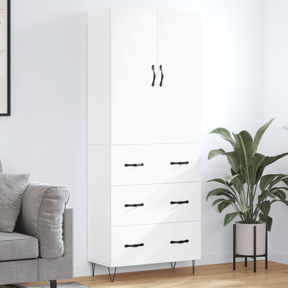 vidaXL 2 Door 3 Drawer White Highboard Image 1