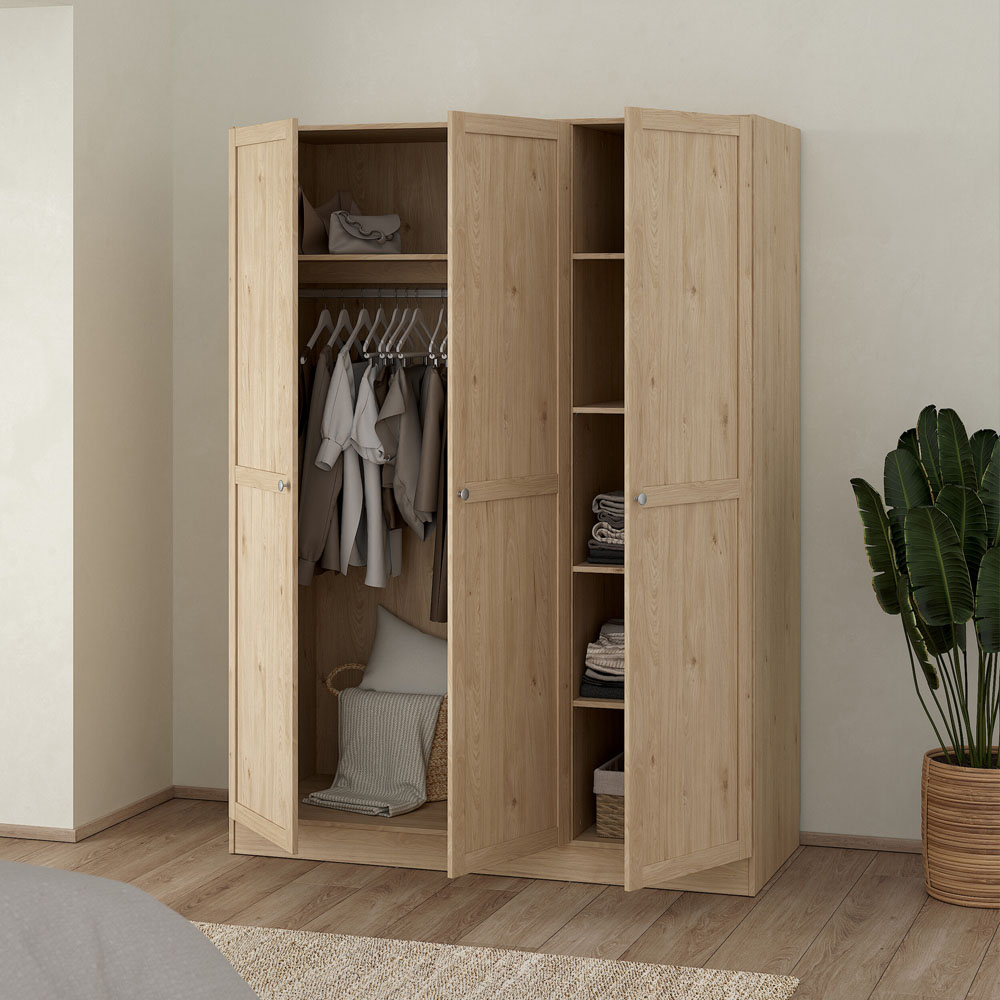 Florence Brande 3 Door Jackson Hickory Oak Wardrobe Image 7