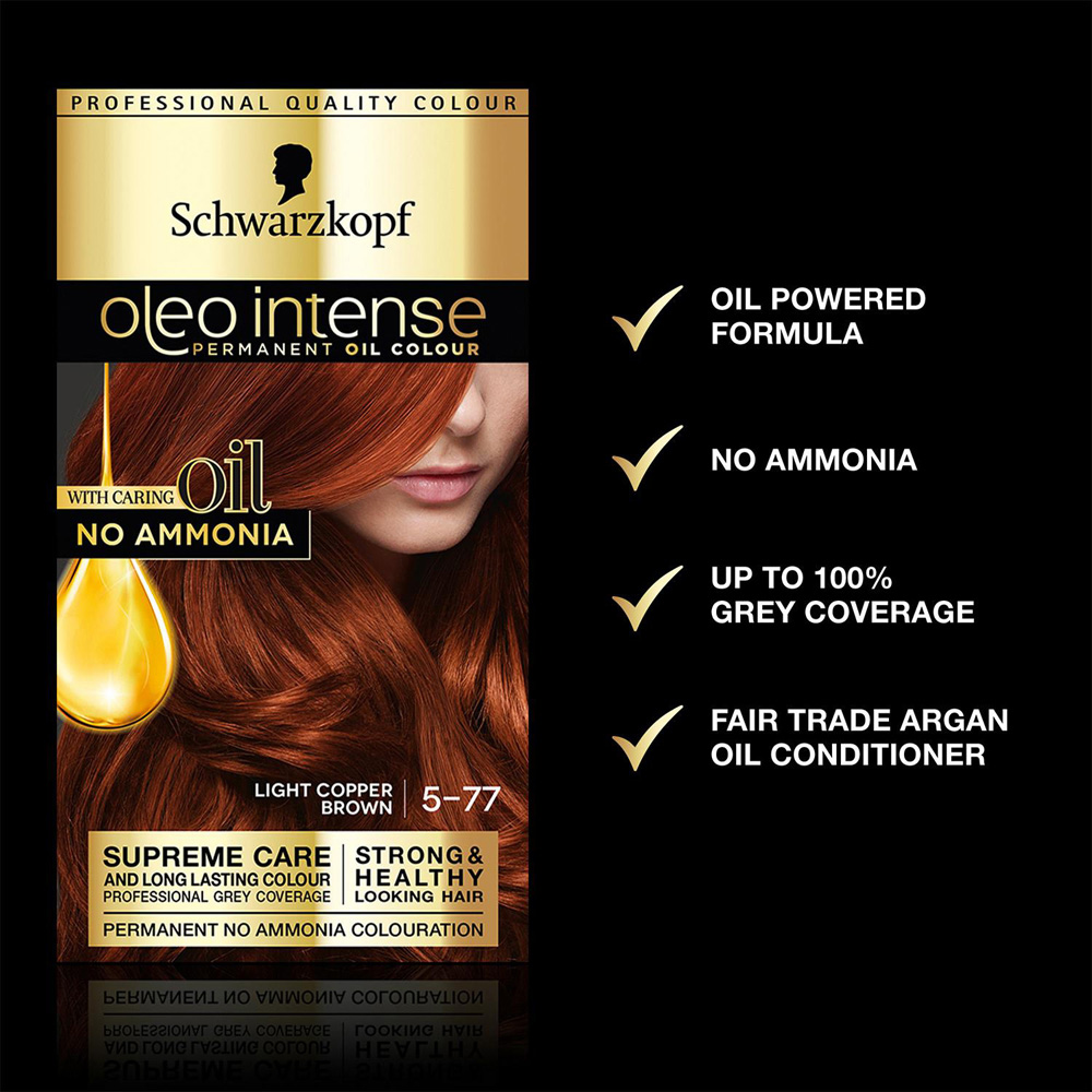 Schwarzkopf Oleo Intense 5-77 Copper Brown Permanent Oil Colour 3 Pack Image 4