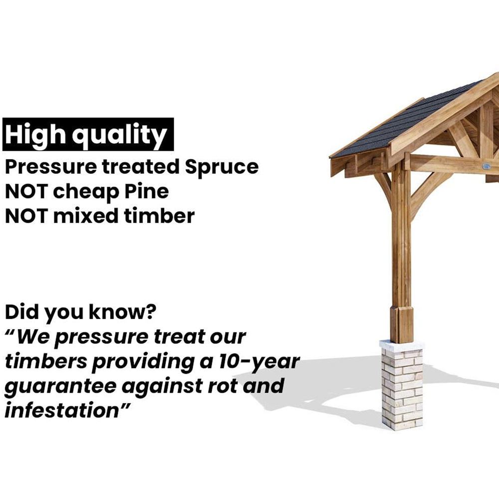 Dunster House Thunderdam 2 x 1.5m Brown Half-Height Porch Canopy with Black Shingle and 2 Posts Image 6