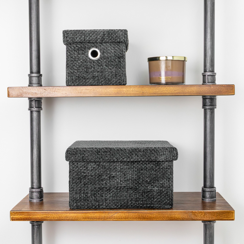 JVL Metro Black Rectangular Storage Basket with Lid 2 Pack Image 8