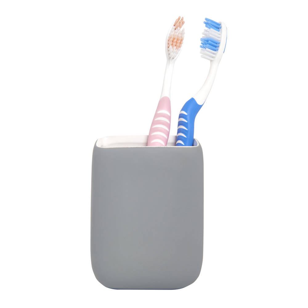 Wilko Soft Touch Grey Toothbrush Holder Image 2