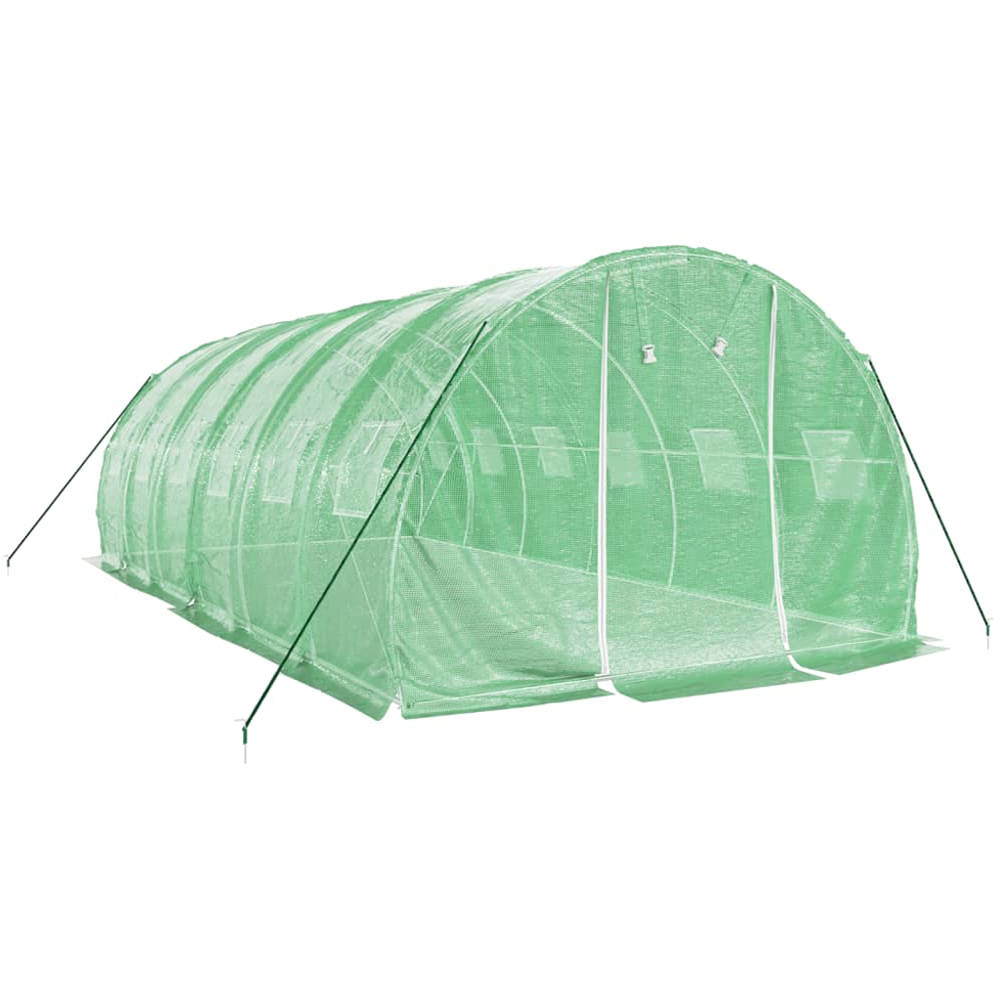 vidaXL Green Polyethylene Galvanised Steel Frame 19.6 x 9.8ft Greenhouse Image 2