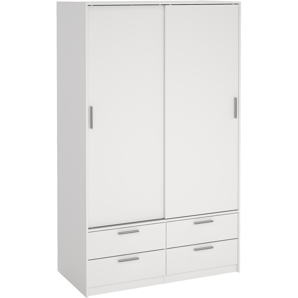 Florence Line 2 Sliding Door 4 Drawer White Wardrobe Image 2