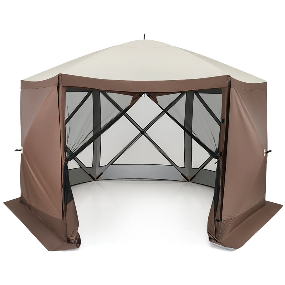 Costway 6 Sided Coffee Pop-up Gazebo Tent Image 2