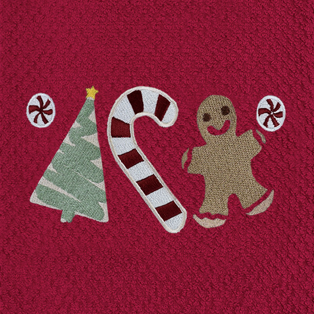 Noel Square Sweet Shop Red Tea Towel 3 Pack Image 4