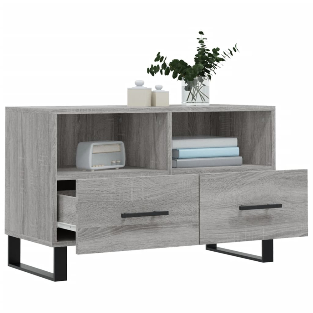 vidaXL 2 Drawer 2 Shelf Grey TV Cabinet Image 6