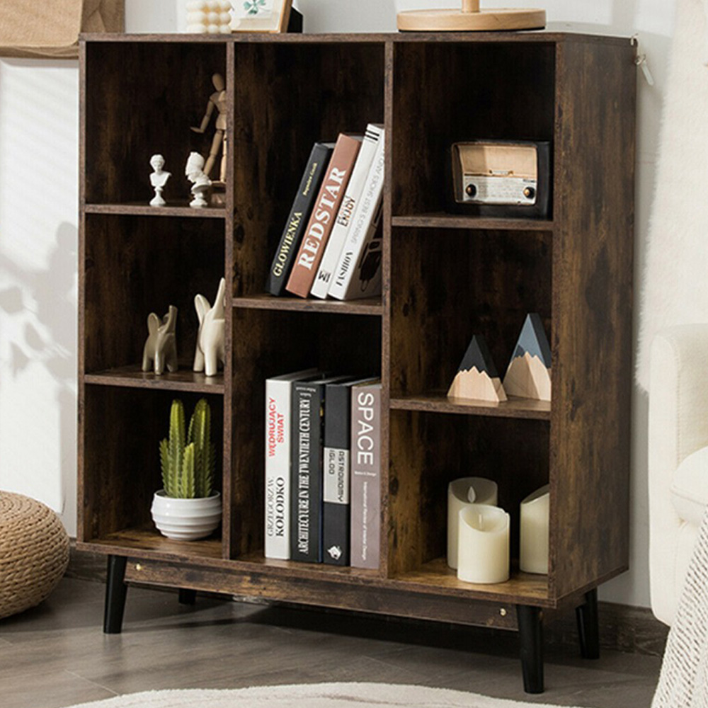 Costway 8 Cube Dark Brown Anti-Tipping Storage Cabinet Image 1