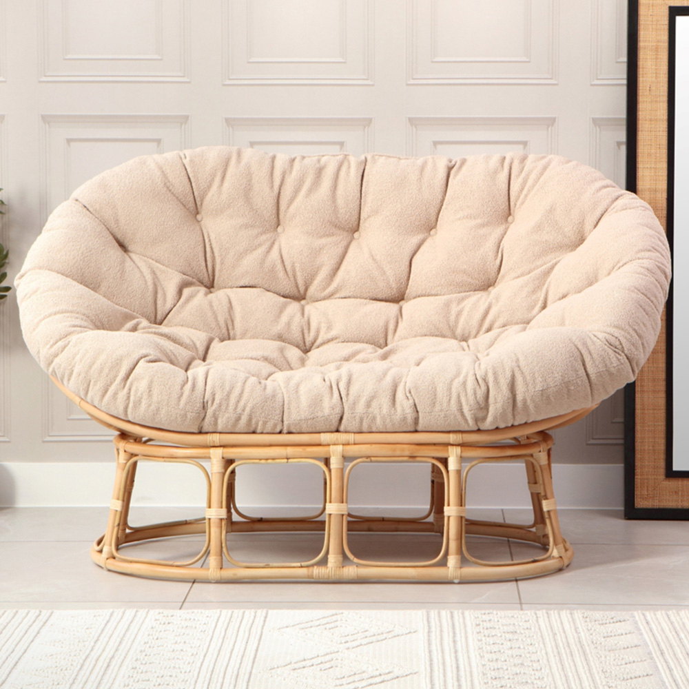 Desser Furniture Papasan 2 Seater Cloud and Natural Sofa Image 1