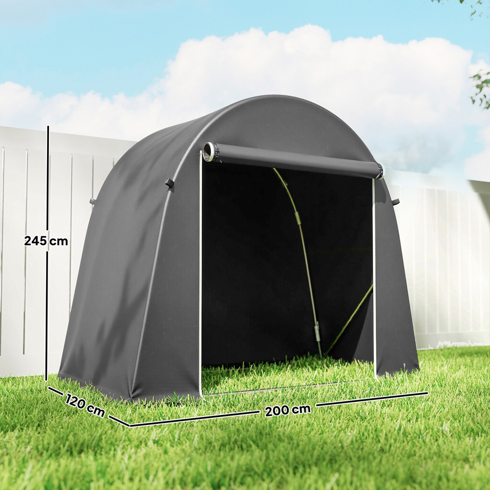Outsunny 8 x 4ft Dark Grey Garden Bike Storage Shed Image 9