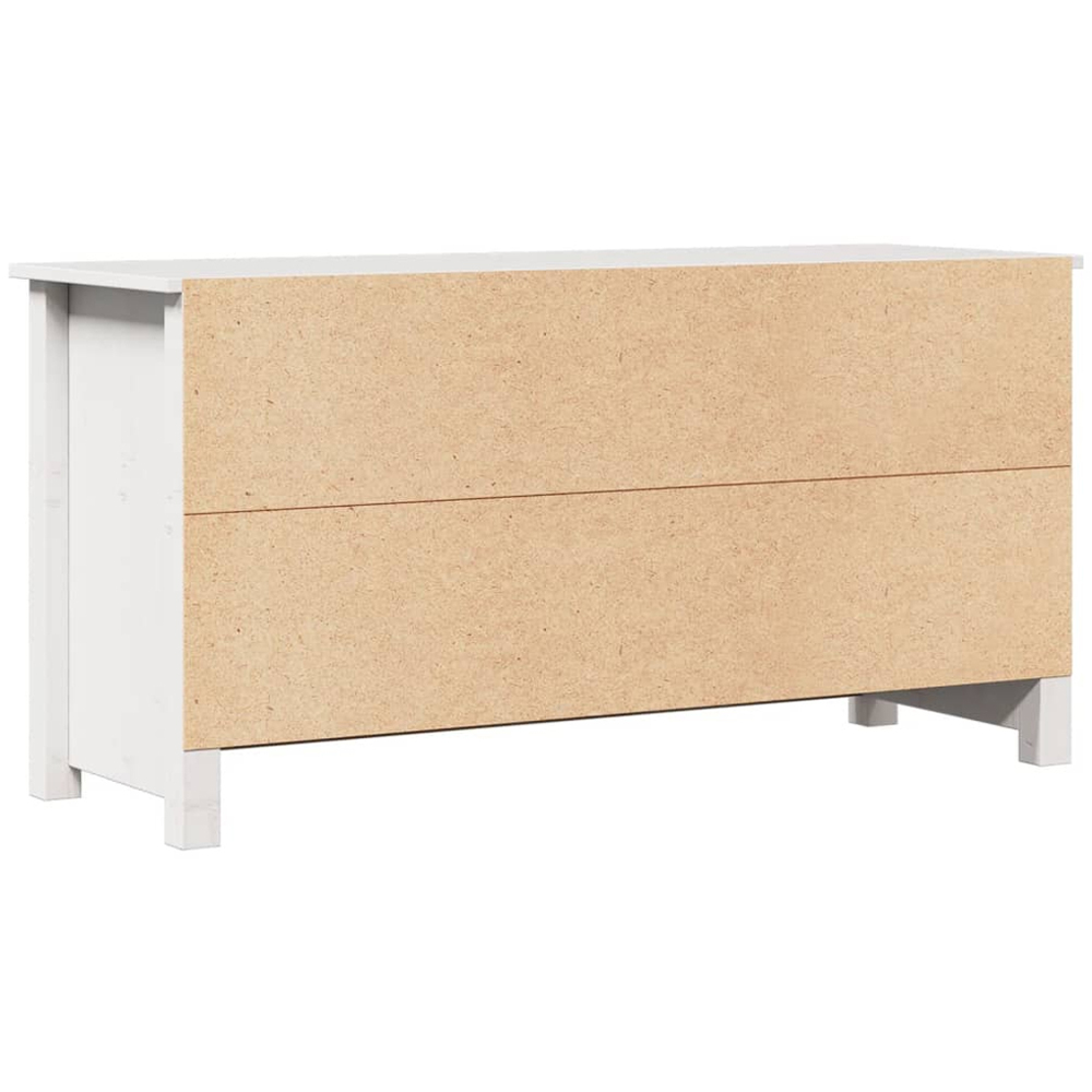 vidaXL 2 Door 2 Shelf White Solid Pine Wood TV Cabinet Image 7