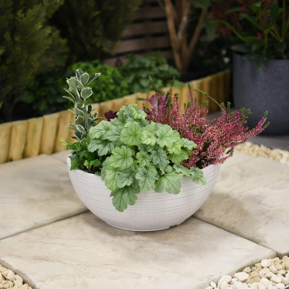 Garden Gear Light Grey Bayadere Bowl Planter 35cm 3 Pack Image 2