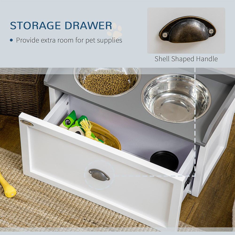 PawHut Double Raised Pet Dog Feeder with Storage Image 5