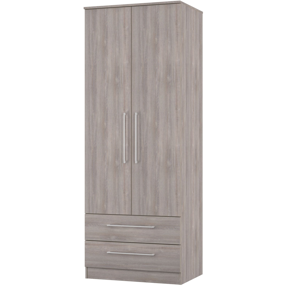 Crowndale Worcester 2 Door 2 Drawer Grey Oak Tall Wardrobe Ready Assembled Image 3