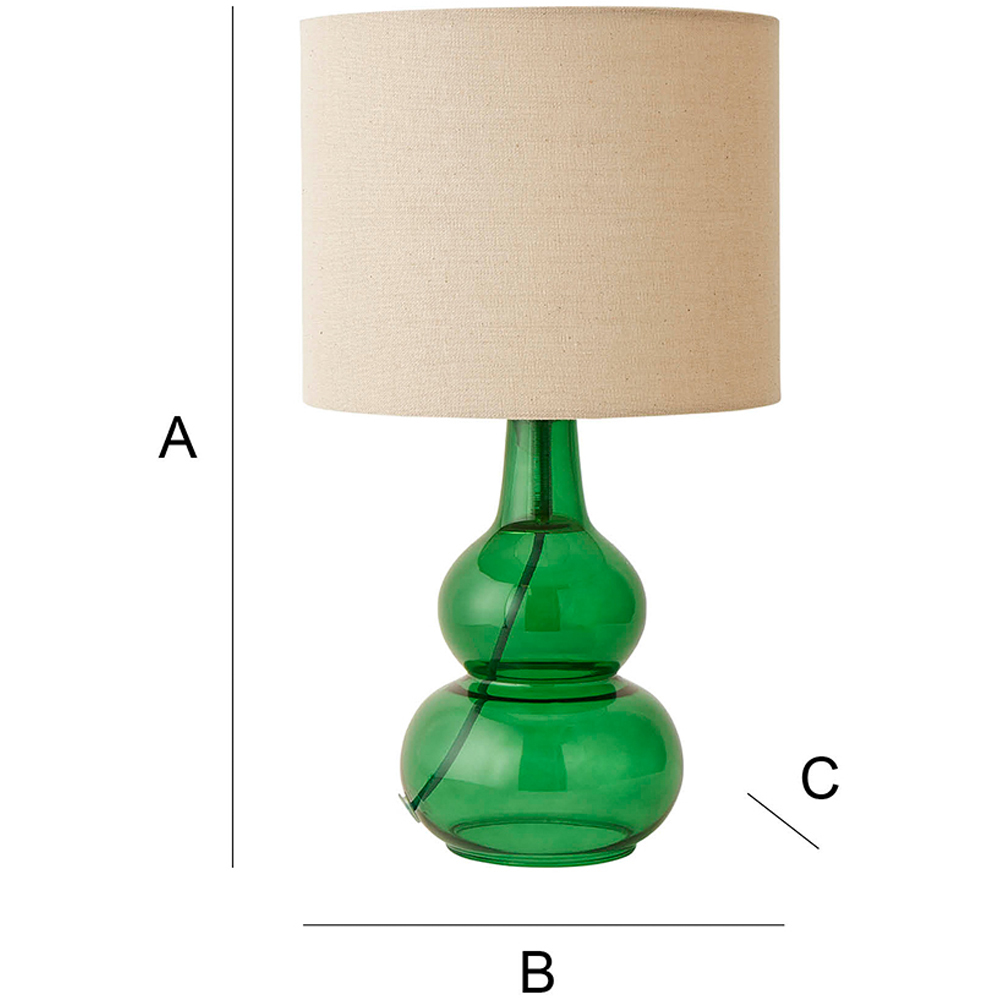ValueLights Aida Natural Linen Tall Lamp Shade Green Bubble Glass LED Table Lamp Image 7