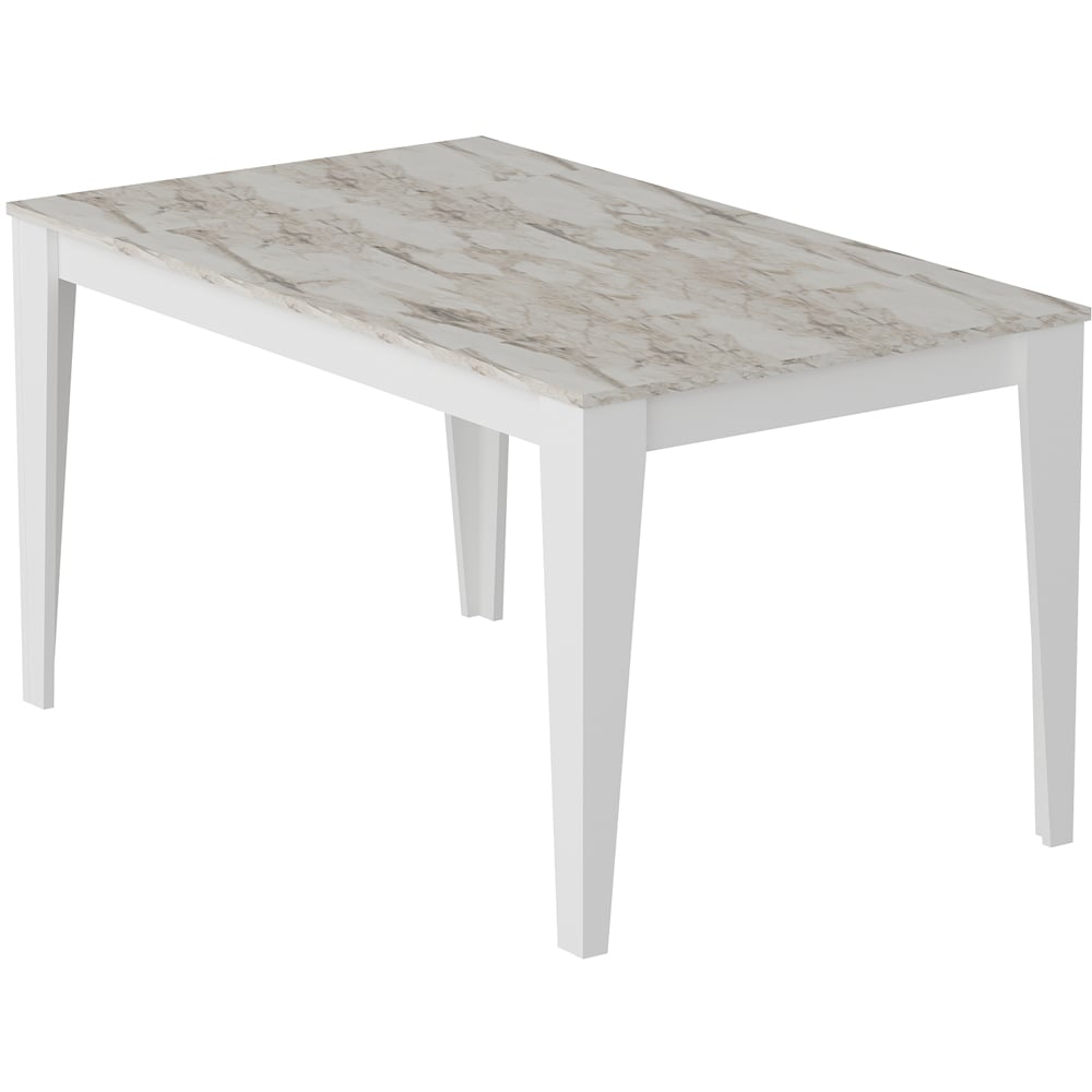 Decorotika Bud 4 Seater White Marble Effect Dining Set Image 3