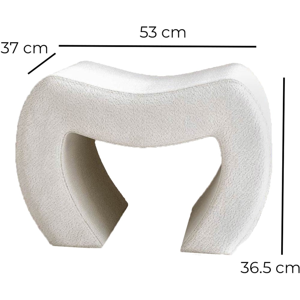 CARME Home Cassie Ivory Bouclé Stool Image 7