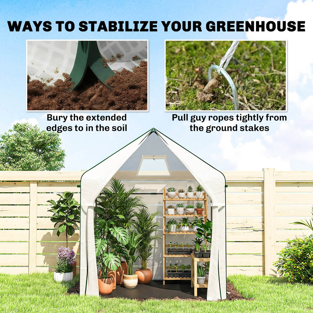 Outsunny White Polytunnel 5.2 x 5.2ft Walk In Greenhouse Image 7